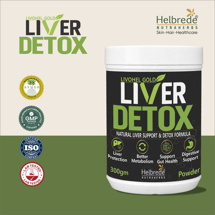 Helbrede Nutraherbs Livohél Gold Liver Detox Powder| Ayurvedic Liver Cleanse & Digestive Support