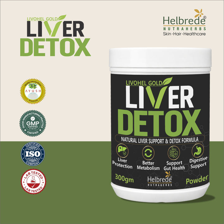 Helbrede Nutraherbs Livohél Gold Liver Detox Powder| Ayurvedic Liver Cleanse & Digestive Support