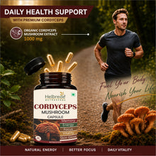 Helbrede Nutraherbs Cordyceps Mushroom Complex | Energy, Stamina & memory Support | 60 Vegetarian Capsules