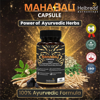 Mahabali Capsule for Men | Women Gym & Athlete Strength Booster | Ayurvedic Power Booster with Shilajit, Ashwagandha, Safed Musli, Kaunch Beej | Boost Strength, Stamina, Energy & Vitality | 60 Capsules