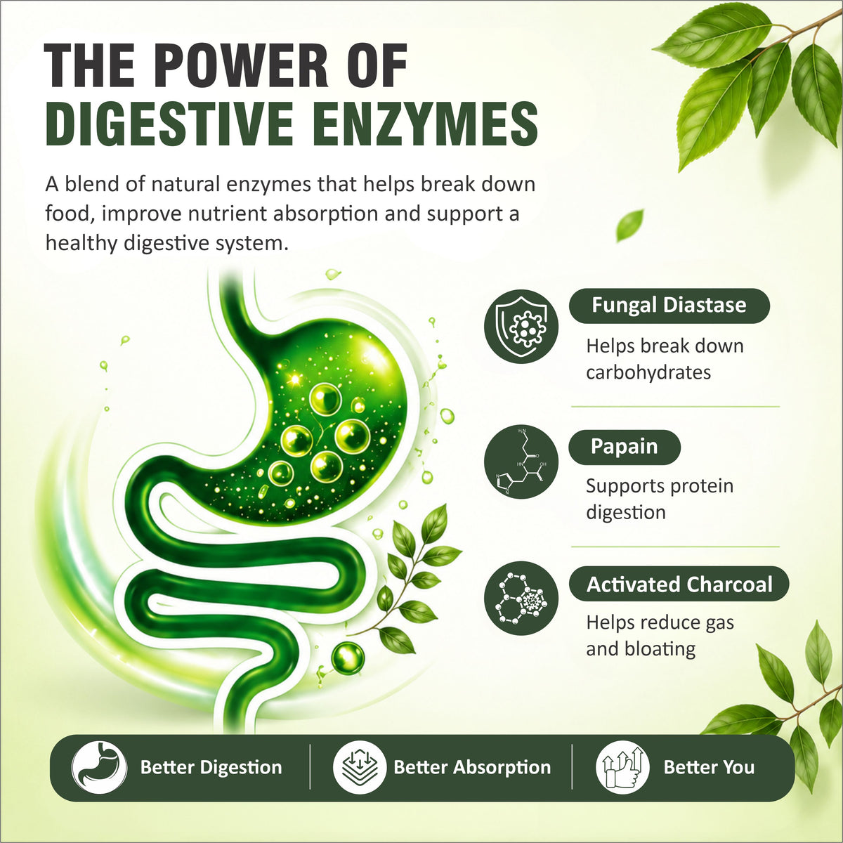 Helbrede NutraHerbs Digestive Enzyme Tablets | Fungal Diastase & Papain 60 Tablets