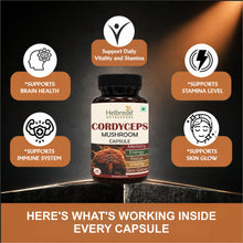 Helbrede Nutraherbs Cordyceps Mushroom Complex | Energy, Stamina & memory Support | 60 Vegetarian Capsules