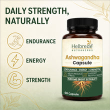 Helbrede Nutraherbs Ashwagandha Capsules 500mg | Withania Somnifera Root | 60 Capsules