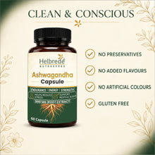 Helbrede Nutraherbs Ashwagandha Capsules 500mg | Withania Somnifera Root | 60 Capsules