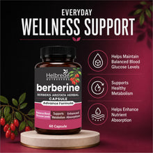 Helbrede Berberine Capsules 400mg | Berberis Aristata with Cinnamon & Black Pepper | Metabolic Wellness Support | 60 Capsules