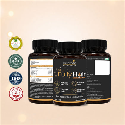 Helbrede Bio Fully Hair Tablet | Hair Growth Supplement with Biotin, Zinc & Selenium - Hebrede Nutraherbs