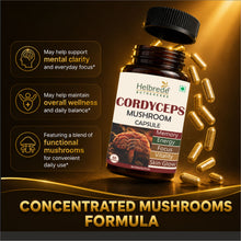 Helbrede Nutraherbs Cordyceps Mushroom Complex | Energy, Stamina & memory Support | 60 Vegetarian Capsules