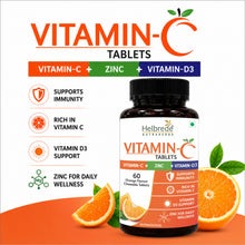 Helbrede Nutraherbs | Vitamin-C Chewable Tablets With Zinc & D3