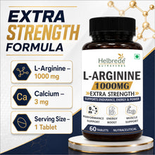 Helbrede L-Arginine 1000 mg Tablets | Amino Acid for Endurance & Workout Support | 60 Tablets
