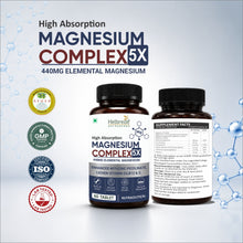 Helbrede Nutraherbs Magnesium Complex 5X | 5 Forms of Magnesium with Zinc, Vitamin D3, B12 & Vitamin C | 60 Tablets