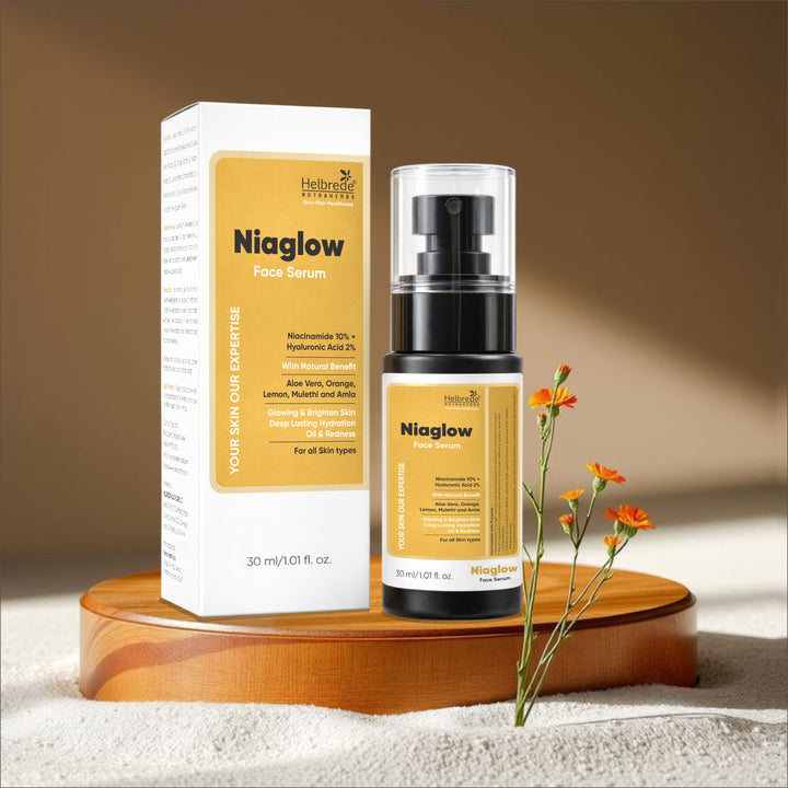 Helbrede Nutraherbs Niaglow Face Serum | Niacinamide 10% & Hyaluronic Acid 2% Serum for Glowing Skin